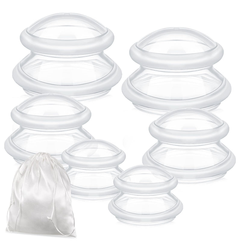 [Australia] - TrelaCo 6 Pcs Cupping Kit for Massage Therapy 3 Sizes Silicone Cupping Set Chinese Massage Therapy for Studio Household Cellulite Joint Pain Muscle Pain(Clear) Clear 