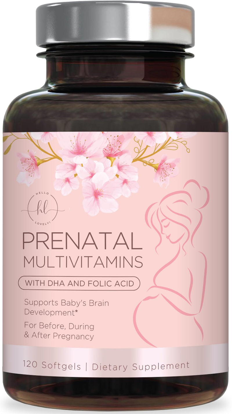 Prenatal Vitamins for Women with Folic Acid + Omega 3 DHA for Fetal Development Support - Prenatal Vitamin Supplement For Mom & Baby - Daily Pregnancy Multivitamin Nutritional Support - 120 Softgels 120 Count (Pack of 1)