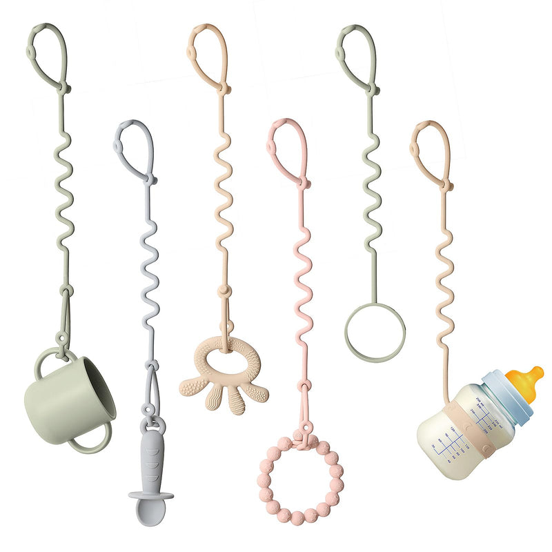 [Australia] - Toy Straps for Baby 6 Pack Keep Your Baby's Toys and Sippy Cups Secure with Toy Straps and Sippy Cup Strap Adjustable Silicone Toy Straps for Strollers High Chair, Stroller Accessories Multi Colors 