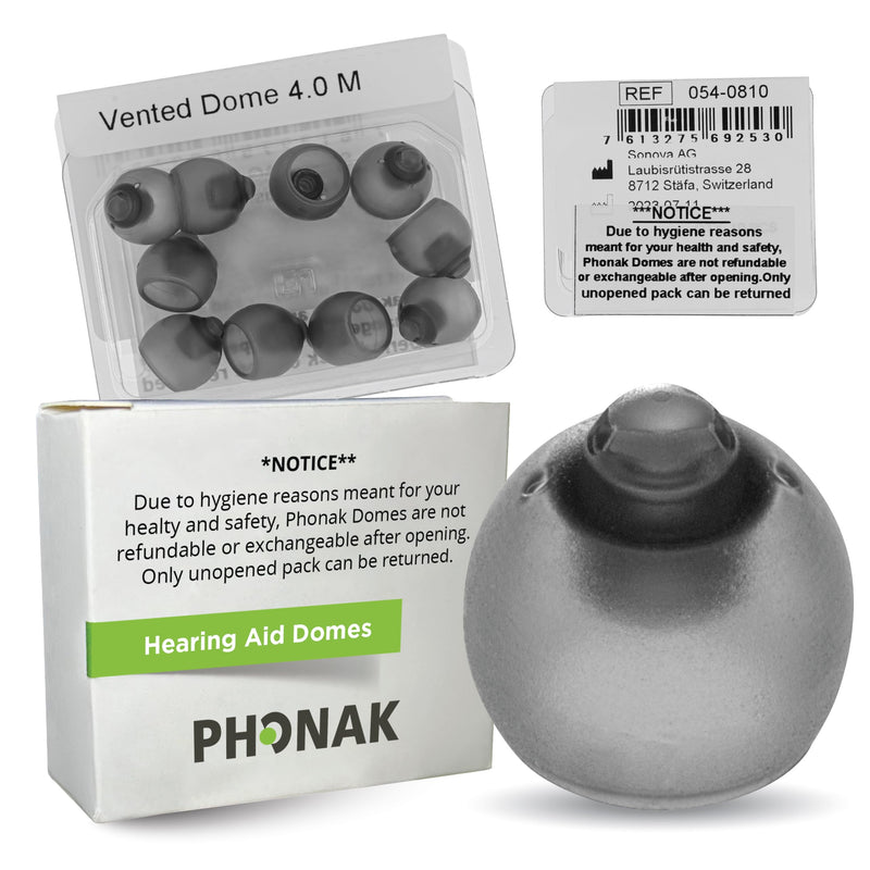 [Australia] - Phonak Vented 4.0 Dome Medium (0.35 inch=9mm) 10 Domes, Genuine OEM Switzerland Replacement by Sonova, Hearing Aid Domes for Phonak Audeo Marvel Paradise Lumity Accessories -1 Pack/10 Domes Total 