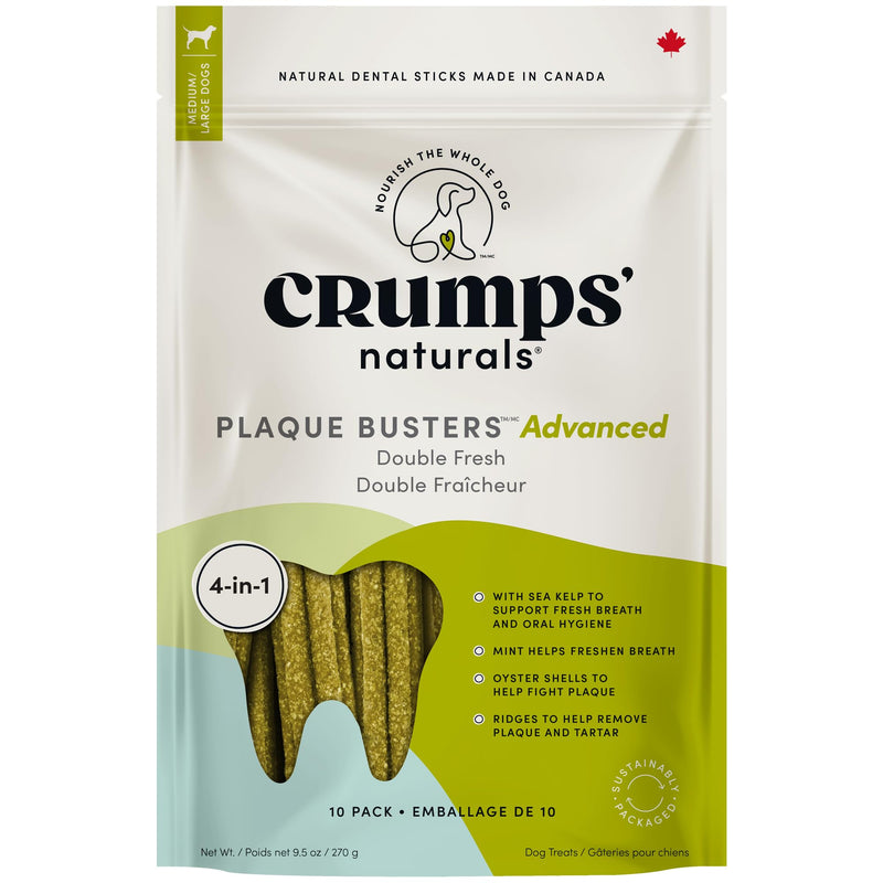 Crumps' Naturals Plaque Busters Advanced - Double Fresh Dental Sticks 9.5oz - PawsPlanet Australia