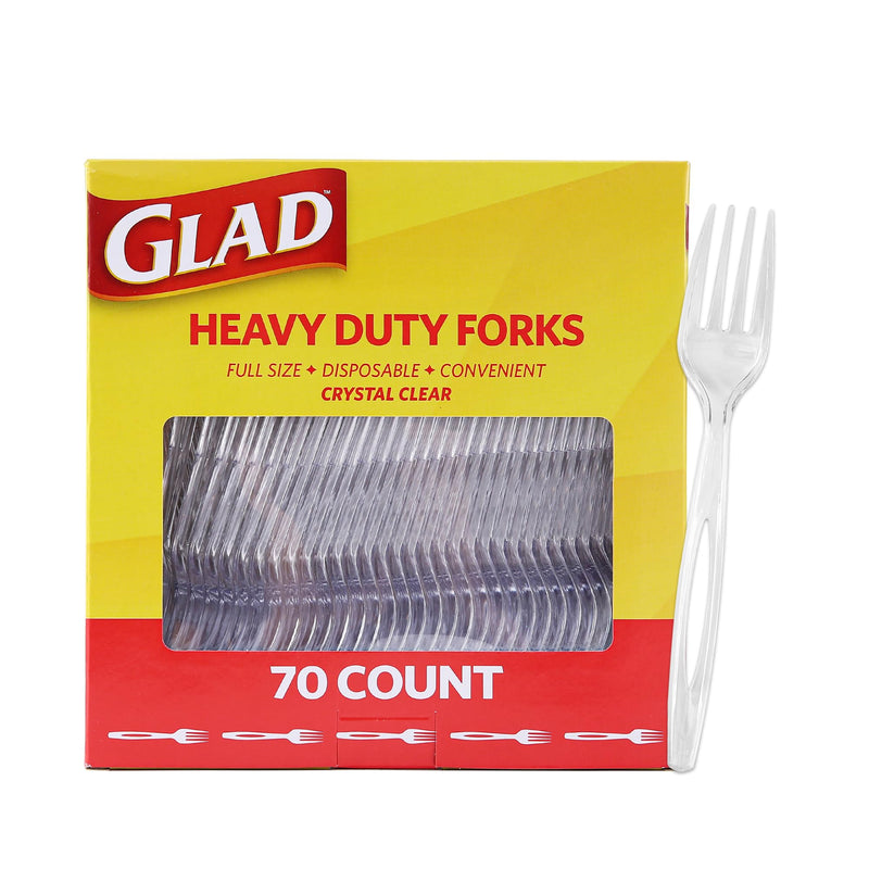 [Australia] - Glad Clear Plastic Forks, Heavy Duty Disposable Cutlery Set, Standard Size, Clear Disposable Fork, Bulk Pack of 70 - Perfect for Parties, Camping, and Everyday Use 70 Count (Pack of 1) 