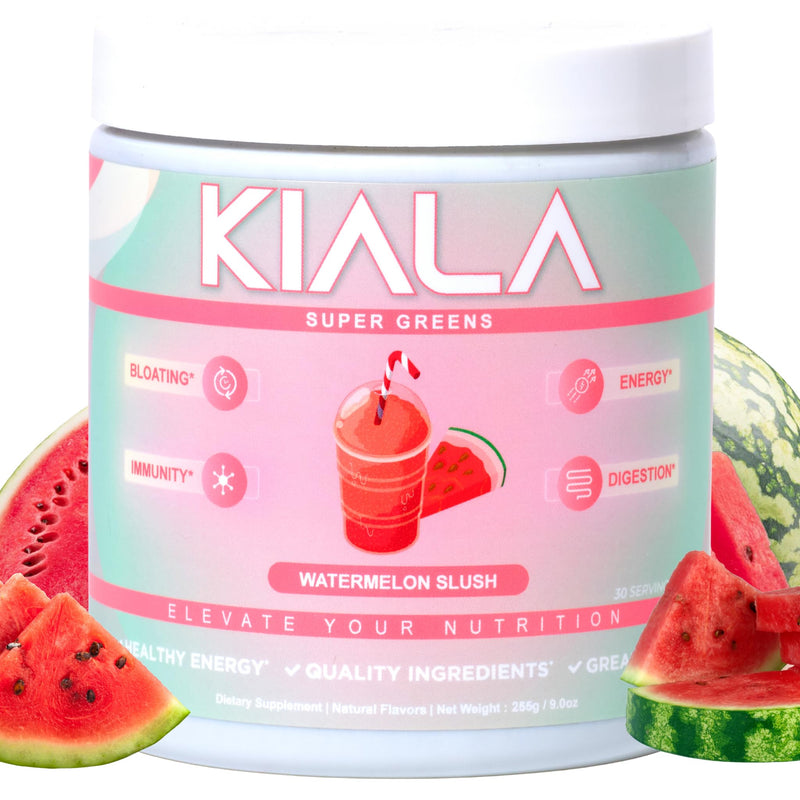 [Australia] - Kiala Nutrition Super Greens, Organic Greens Powder with Spirulina & Chlorella for Digestion, Gut Health, Immunity, Energy, Gluten Free, Vegan, Sugar Free, Spectra Blend, Watermelon Slush, 30 Servings 