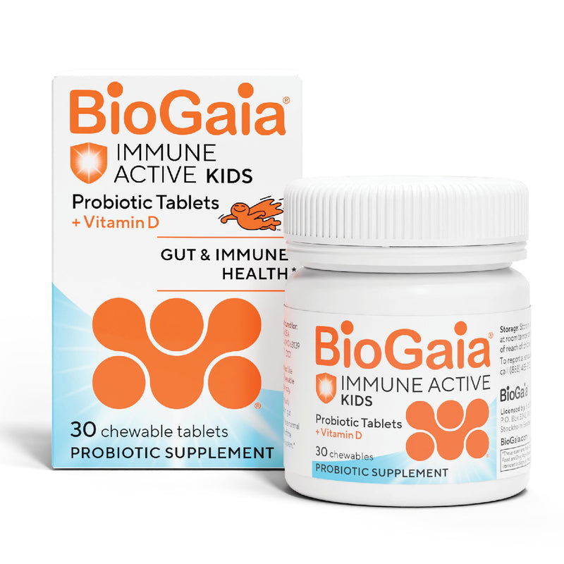 BioGaia Immune Active Kids Probiotic + Vitamin D | Immune & Digestive | Pediatrician-Recommended | Supports Immune Health | Promotes Digestive Health & Regularity | with Vitamin D | 30 Day Supply 30 Count (Pack of 1)