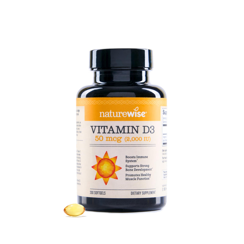 NatureWise Vitamin D3 2000IU Supplement, Immune Support - 200 Mini Softgels | Vitamin D 50 mcg - Organic Extra Virgin Olive Oil - Muscle & Bone Support - Gluten Free & USA Manufactured - 30-Day Supply 200 Count (Pack of 1) 2000 IU