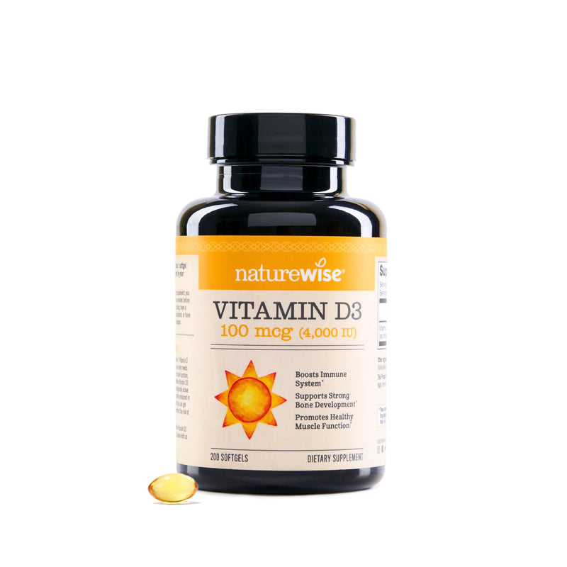 NatureWise Vitamin D3 4000IU Supplement, Immune Support, 200 Mini Softgels | Vitamin D 100 mcg - Organic Extra Virgin Olive Oil - Muscle & Bone Support - Gluten Free & USA Manufactured - 200-Day Supply 200 Count (Pack of 1) 4000 IU