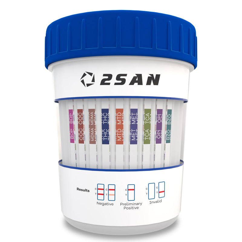 [Australia] - 2San 14-Panel Drug Test Cup – Fast 5-Min Results – Screens for THC Cocaine Meth Opiates PCP MDMA Oxy & More – Accurate at-Home Urine Test Kit 