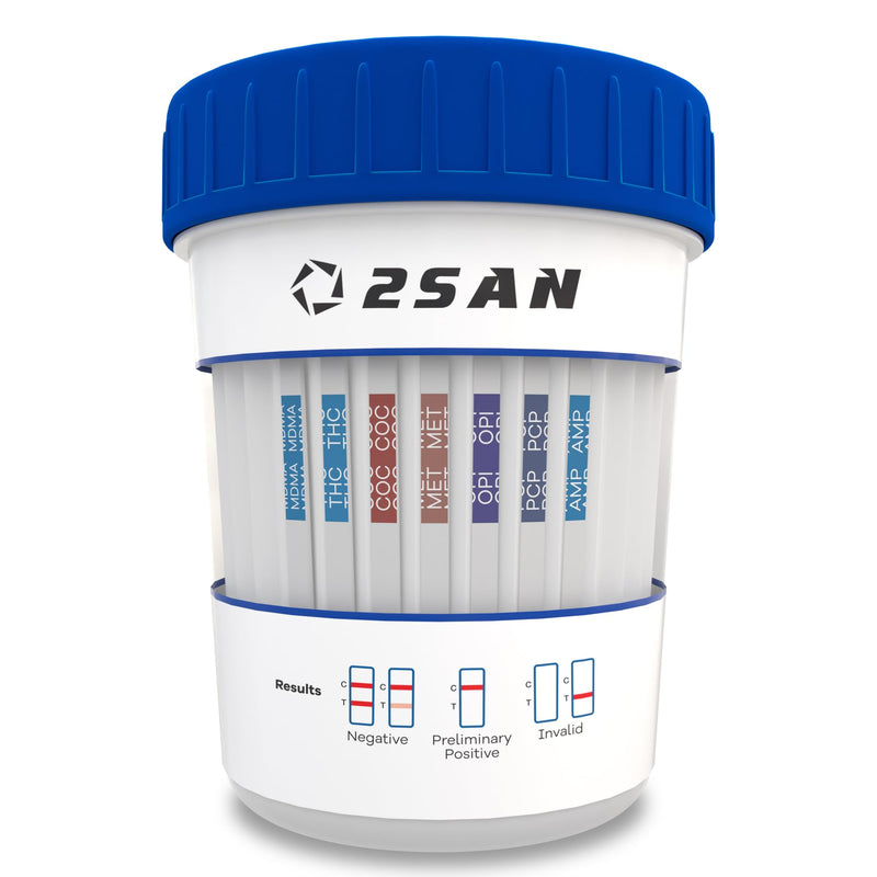 [Australia] - 2San 7-Panel Drug Test Cup – 5-Min at-Home Results – Detects THC, COC, MET, OPI, AMP, MDMA, PCP – Accurate Urine Screening Kit – Single-Use – FSA/HSA Eligible – Easy to Use 