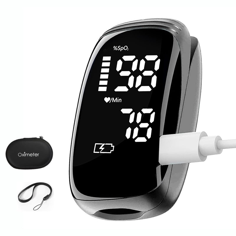 [Australia] - Pulse Oximeter, Blood Oxygen Meter, Fingertip Pulse Oximeter, Rechargeable Pulse Oximeter, Accurate Rapid Blood Oximeter SpO2 Reading Outdoor Sports Wide Use （black） 