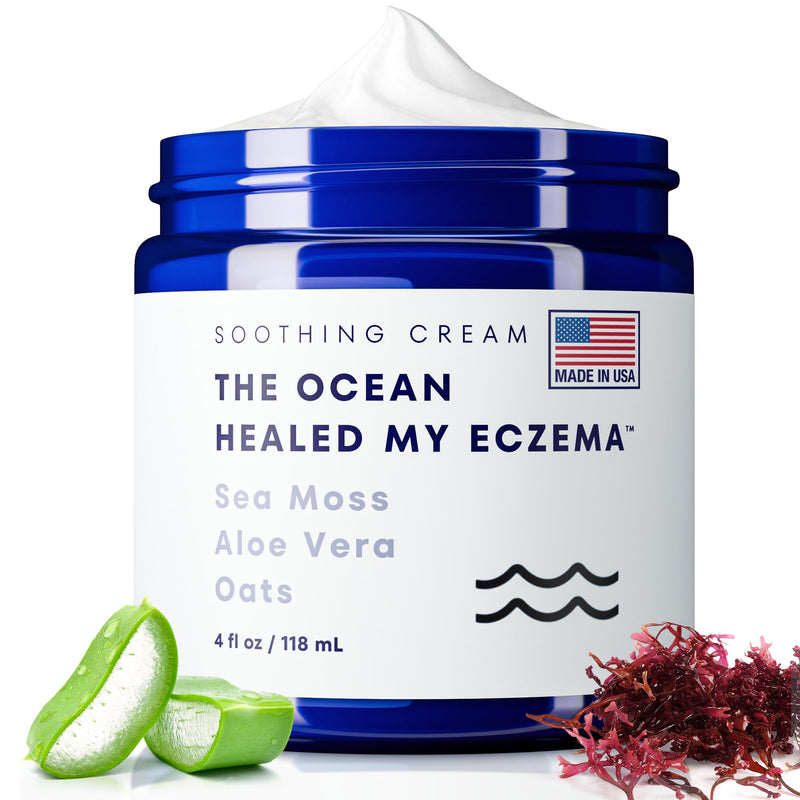 [Australia] - Natural Soothing Cream - Sea Moss Colloidal Oats - for Eczema Psoriasis Prone Skin - Minerals from The Sea - for Sensitive Skin - Hydrating Eczema Cream for Dry Skin (4 Oz) 