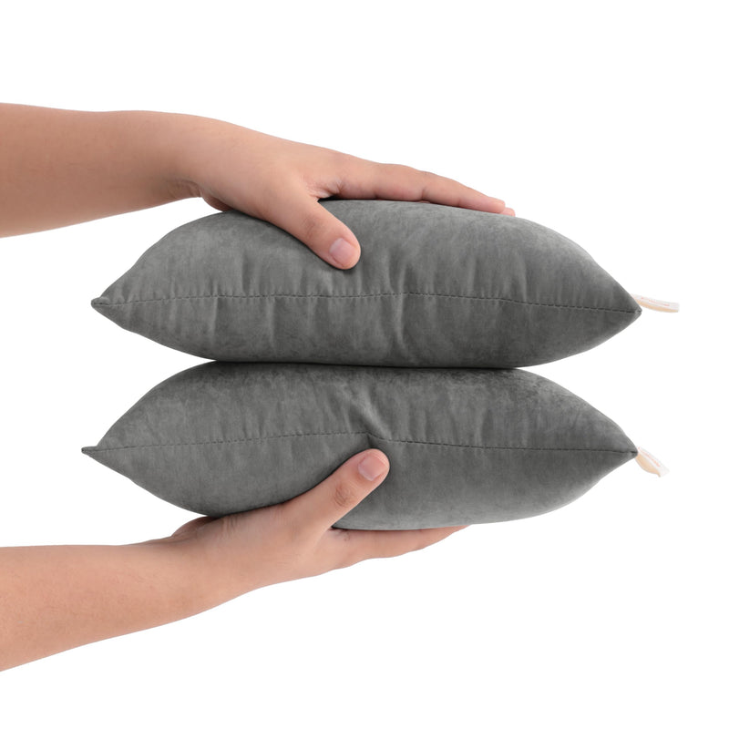 [Australia] - FLXXIE 2 Pack Microfiber Tiny Pillows, 11x7 Inches, Mini Pillows for Sleeping and Traveling, Washable Pillows, Soft Small Pillows Travel Pillows Nap Pillows, Dark Grey 