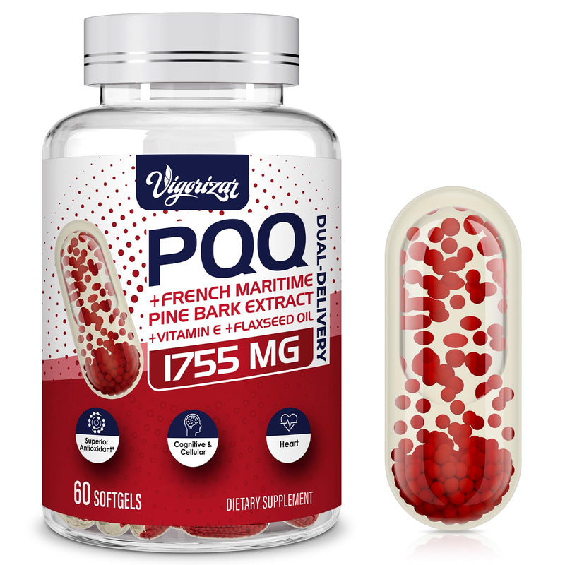 [Australia] - French Maritime Pine Bark Extract 200 mg, Unique Dual-Delivery for Maximum Absorption, Premium Pycnogeno with PQQ for Vascular & Heart & Joint Function - 60 Vegan Softgels 60 Count (Pack of 1) 