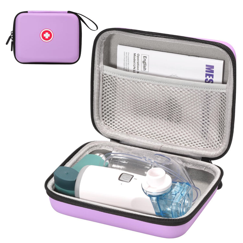 [Australia] - Carrying Case for Portable Nebulizer, Travel Medical Bag, Hard Emergency Medical Bag for Inhaler Spacer Case for Kids and Adults, Masks, Asthma Accessories Case for Medicin Purple 