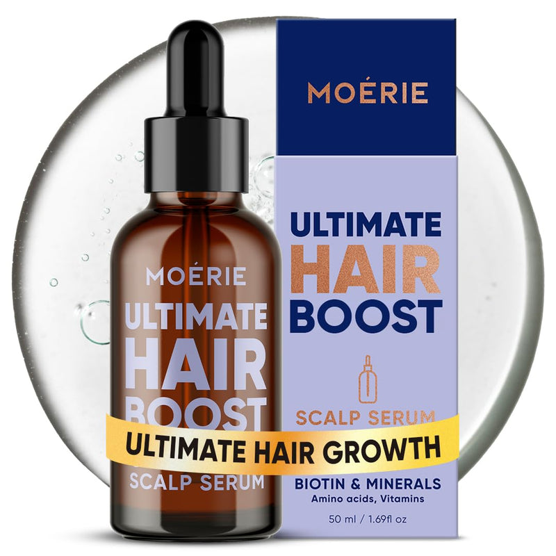 MOERIE Ultimate Hair Growth Serum for Natural Hair Regrowth & Thickening - Anti Thinning & Hair Loss Treatment for Women - Rapid Hair Growth Products - Scalp Oil Alternative - 1.69 fl oz / 50 ml Set of 1