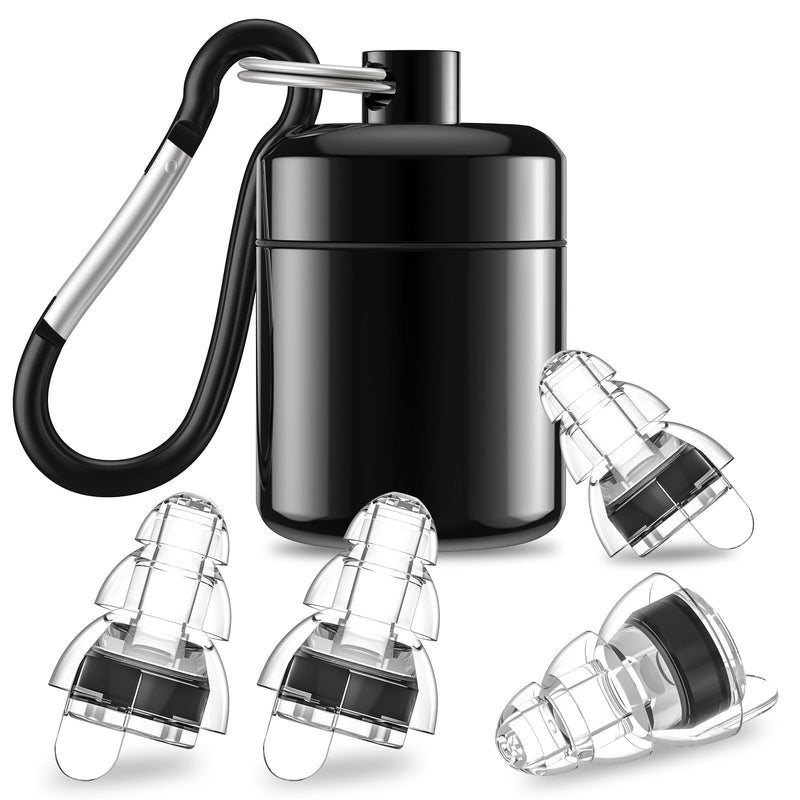 [Australia] - High Fidelity Concert Ear Plugs, Reusable Musicians Earplugs, 24dB Noise Reduction Music Ear Plugs for Concerts, Musicians, Festival, DJ's, Nightclub, Drummers, Party (2 Pairs) Black 
