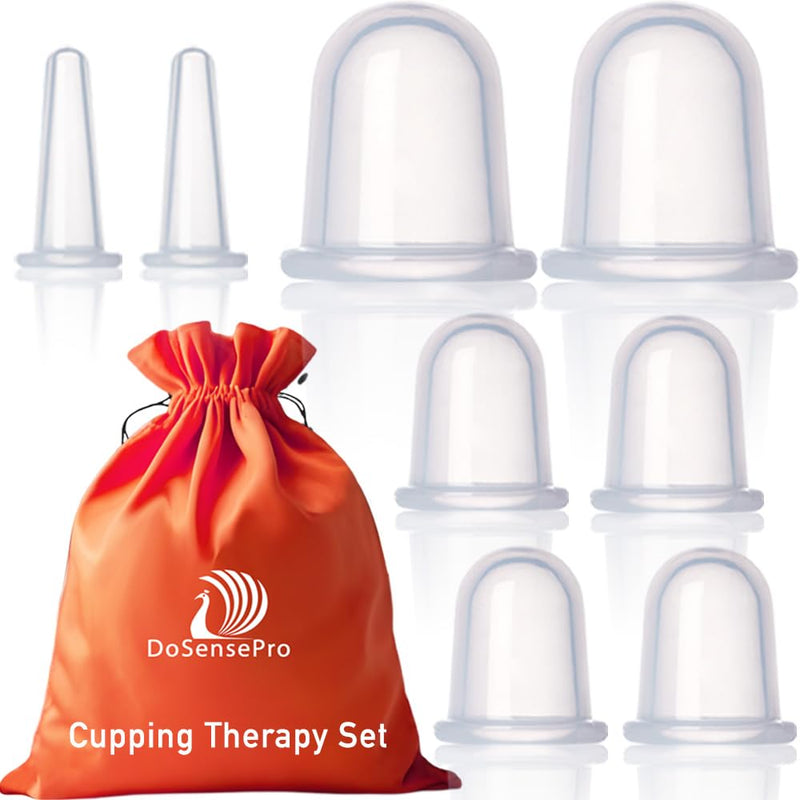 Cupping Kit for Massage Therapy - by DoSensePro 8 Silicone Massage Cups for Arthritis Relief, Pain Reduction, Anti-Aging & Cellulite Treatment - Cupping Set Massage Therapy Cups (2XL, 4L, 2M) 2XL 4L 2M