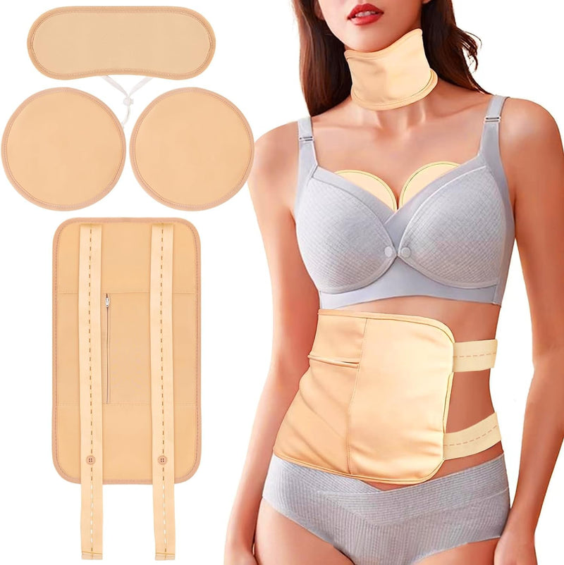 [Australia] - 4 Pcs Castor Oil Pack Wrap Organic Cotton for Liver Detox, Stomach, Belly, Neck, Breast & Entire Body, Reusable Pads Kit for Hot/Cold Compress with Adjustable Elastic Strap, Waterproof & Anti Oil Leak 1 Count (Pack of 4) 