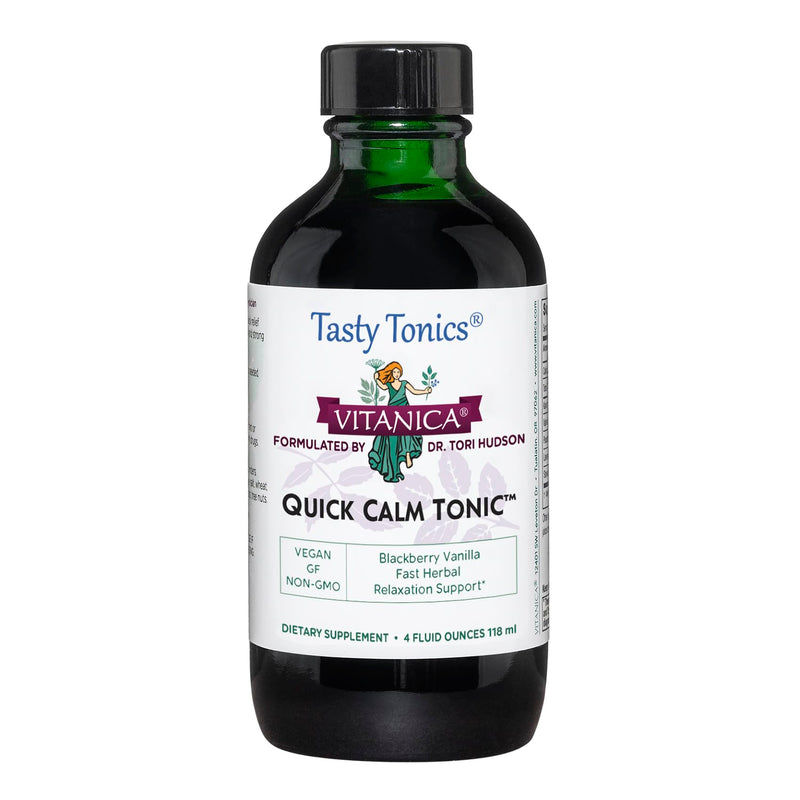 [Australia] - Vitanica Quick Calm Tonic - Stress Support Supplement - Herbal Supplement with Lavender, Valerian Root, Kava Root & Passionflower Herb - Consumer Line - Blackberry Vanilla, 4 Fl Oz (118 mL) 