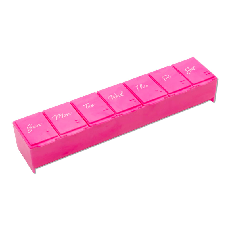 Ezy Dose Weekly (7-Day) Pill Organizer, Large Medicine Planner, Pink | Compact Daily Vitamin & Supplement Medicine Case, Pop Up Compartments, Convenient and Easy to Use, Travel-Friendly, BPA-Free Large 6"x1.3"x0.9"