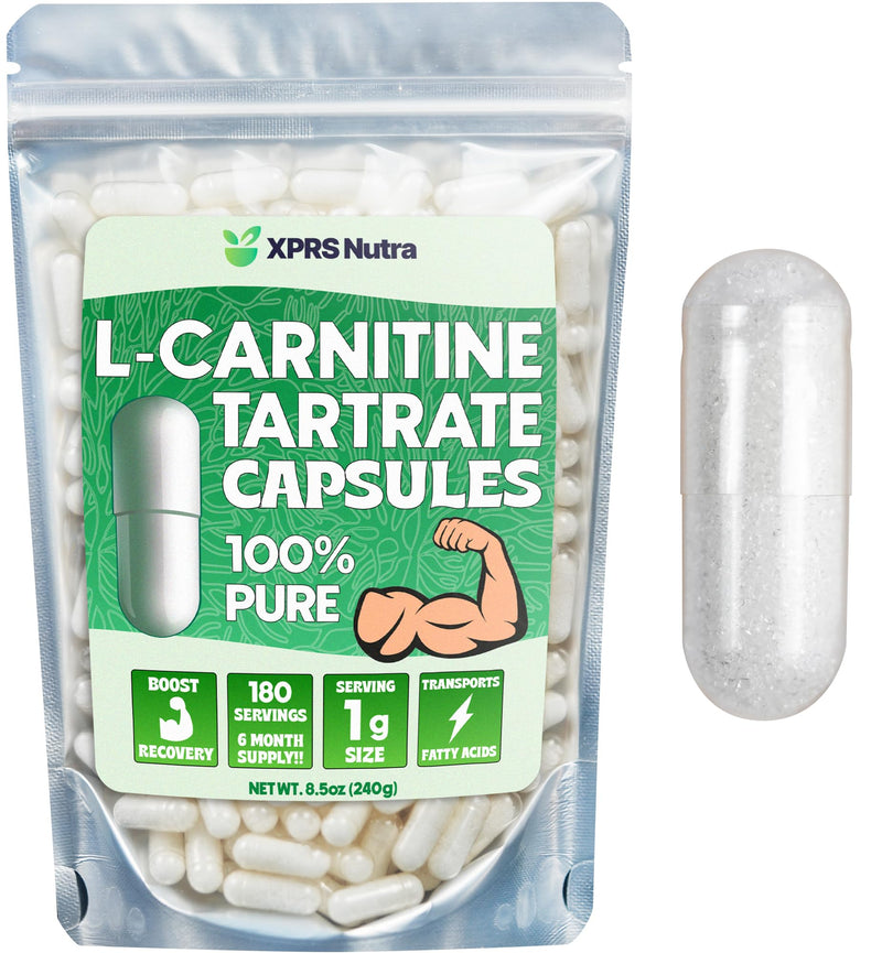 [Australia] - XPRS Nutra L Carnitine Supplement - 360 Capsules of L Carnitine Tartrate - 6 Month Supply of L-Carnitine 500mg Capsules - 180 Servings of L-Carnitine 1000mg Capsules 