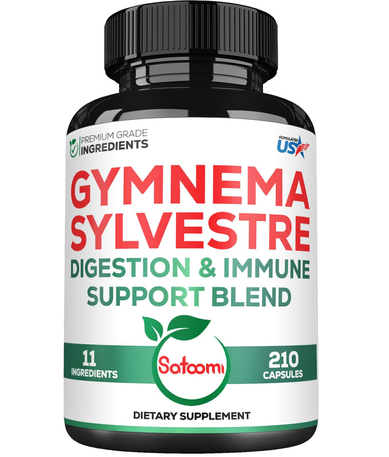 [Australia] - 1000mg Gymnema Sylvestre Supplements - 210 Capsules - Gymnema Extract 20:1 with Berberine HCl, Quercetin & More - Support for Immune, Digestive Health & Body Management 210 Count (Pack of 1) 