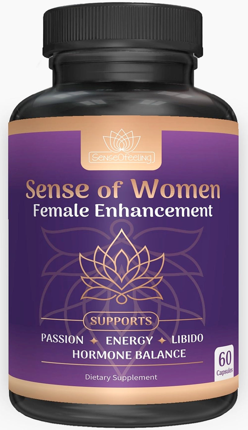 [Australia] - Sense of Women Natural Female Enhancement Pills | Female Libido Booster for Women to Increase Mood, Energy and Hormone Balance | Horny Goat Weed Maca Root Extract 60 Veggie Capsules 