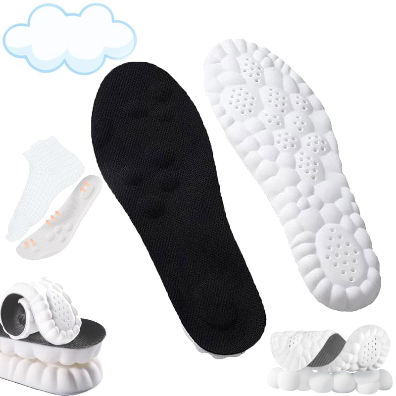 [Australia] - 4D Insoles - 4D Cloud Technology Insole - Super Soft, Ultra Comfort Insoles, 4D Sports Shoes Insoles, Acupoint Massage Insole for Foot & Joint Support (11-12, Black) 11-12 
