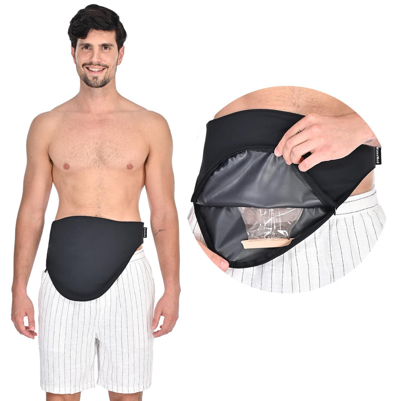 [Australia] - Colostomy Bag Covers for Men and Women, Stealth Belt for Sports and Daily Life, Colostomy Supplies, Black Medium 