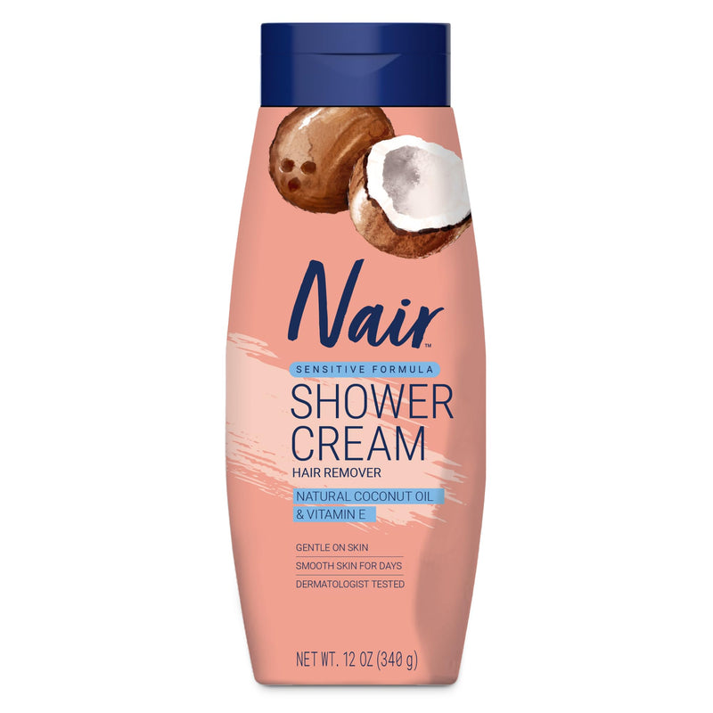 [Australia] - NAIR Sensitive Shower Cream Hair Remover with Natural Coconut Oil and Vitamin E, Body Hair Removal Cream for Women, 12 oz 