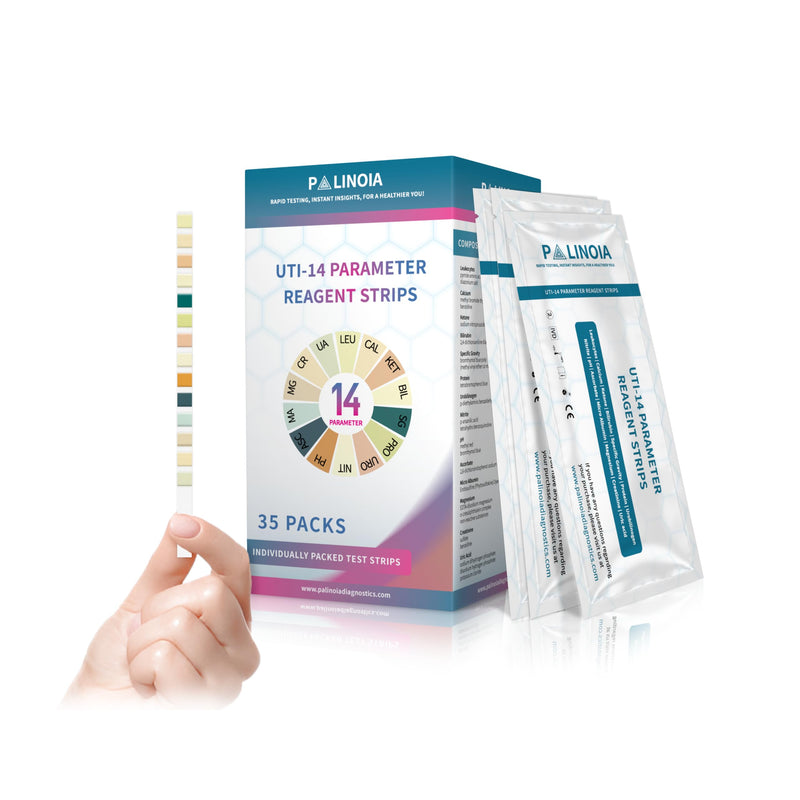 [Australia] - Comprehensive 14-in-1 Parameter Individually Packed Urine Test Strips - Ideal for UTI, Urinalysis for Ketogenic Diets, and More | 35 Count 