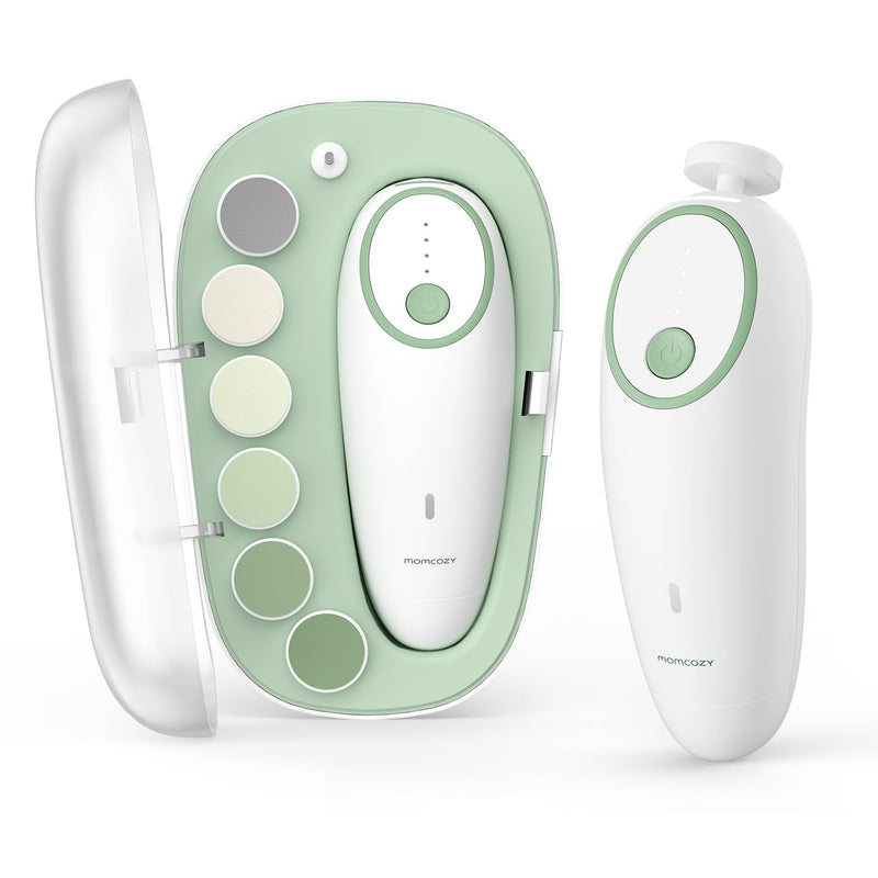 [Australia] - Momcozy Baby Nail File Electric, Gentle Baby Nail Trimmer Electric, Baby Nail Clipper with Night Light, 7 Grinding Head Replacement Pads, Green Electric Nail Trimmer 
