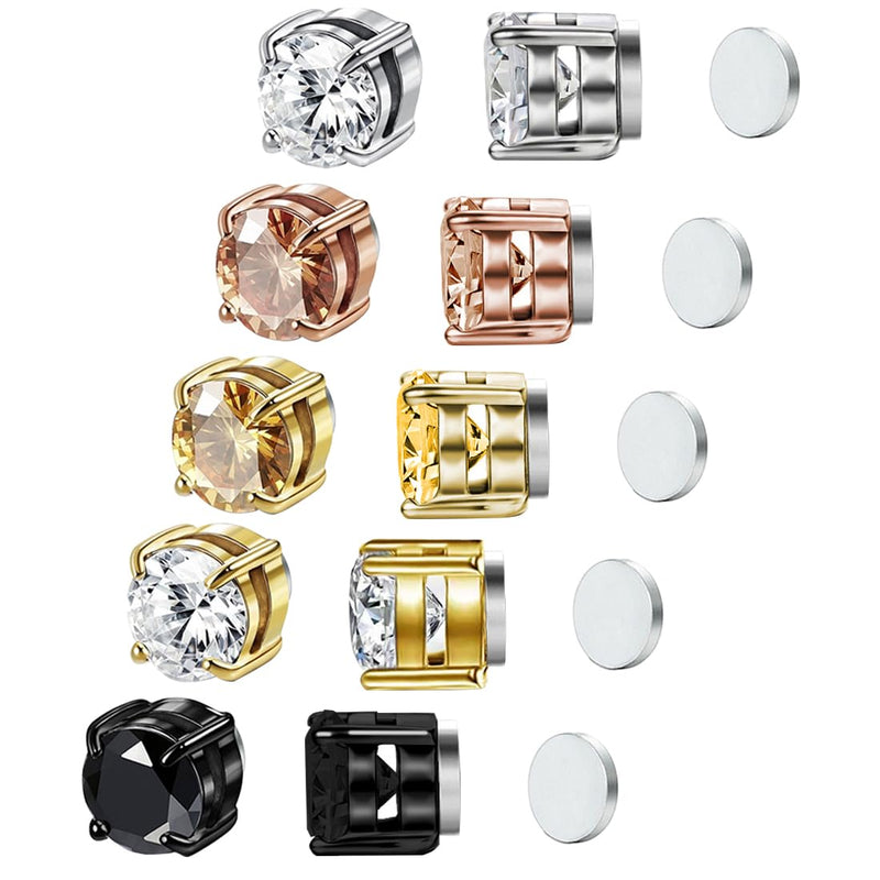 [Australia] - Magnetic Earrings for Women - Acupressure Earrings Ultra Strength Magnets - Diamond Non Piercing Magnet Earrings Set with Gifts Box (Five Pairs) 