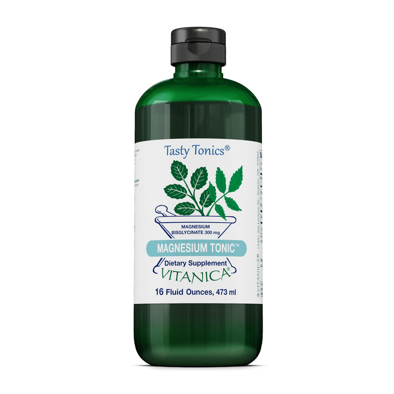 Vitanica Magnesium Tonic, Liquid Magnesium Bisglycinate Chelate 300 mg with Vitamin B6, Dr Formulated Supplement, Orange Flavor, Vegan, Gluten Free and Non-GMO,16 fl oz Pro Logo - Orange, 16 Fl Oz