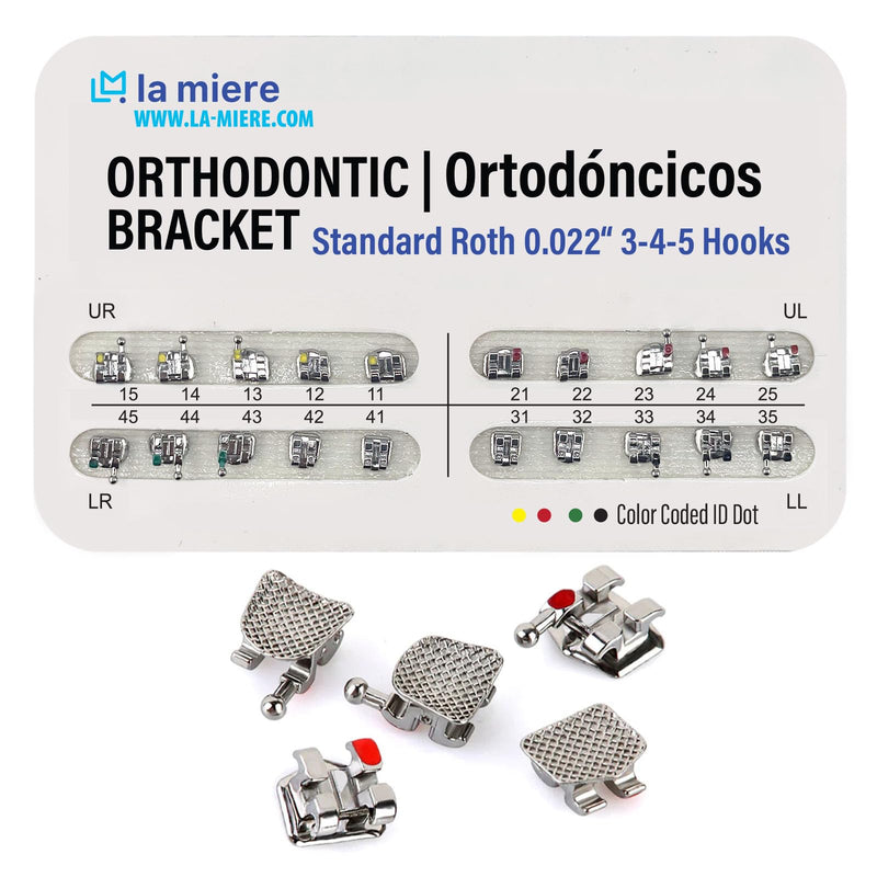 [Australia] - 20PCS Orthodontic Metal Brackets Dental Brackets Standard Roth 0.022 Slot Bondable, 3-4-5 with Hook 20pcs/Pack, 1PK 
