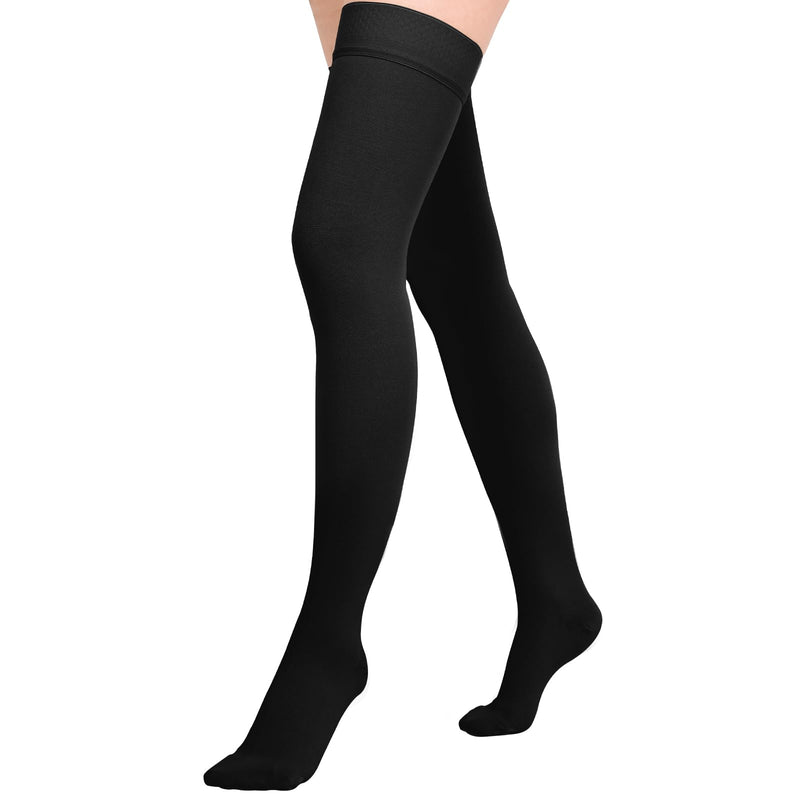 [Australia] - Athvibid Thigh High 20-30mmHg Compression Stocking, Compression Socks for Women & Men Circulation with Silicone Dot Band,Relieves muscle soreness Black1 XX-Large 