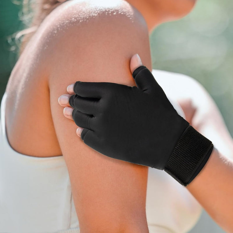 Hand Ice Pack Glove for Arthritis, FSA Eligible, Soft Gel Thumb Ice Pack Wrap Reusable Hot Cold Therapy Wrist Cold Pack for Tenosynovitis, Swelling, Surgery, Tendonitis, Carpal Tunnel Black 1.0