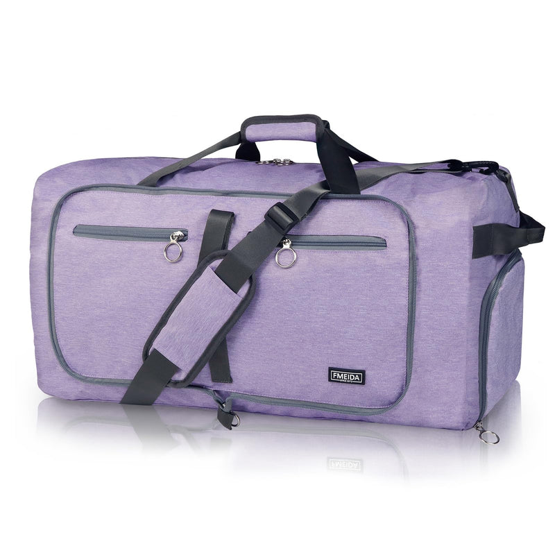 65L Duffle Bag Foldable Travel Duffel Bags for Men Women Travel Bag | Shoes Compartment, 65L Large Capacity, Foldable, Packable, Water Repellent, Tear Resistant, for Traveling Gym Overnight Camp Textured Purple