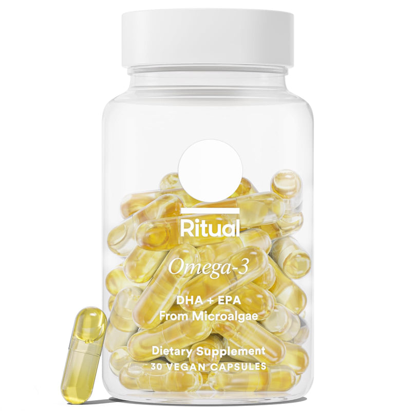 [Australia] - Ritual Omega 3 - Vegan - Science-backed Dose of DHA & EPA Fatty Acids in 2:1 Ratio, Bioavailable, Brain and Heart Health Support, Minimal Burp-Back, Sustainably Sourced Microalgae, 30 Day Supply 