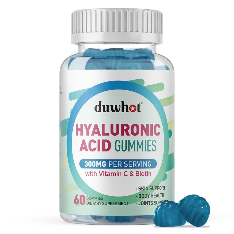 [Australia] - Hyaluronic Acid Gummies, Hyaluronic Acid Supplements for joints, Glowing Skin & Eyes, Hyaluronic Acid with Vitamin C & Biotin 5000mcg for Collagen Production, 60 Chews 1 