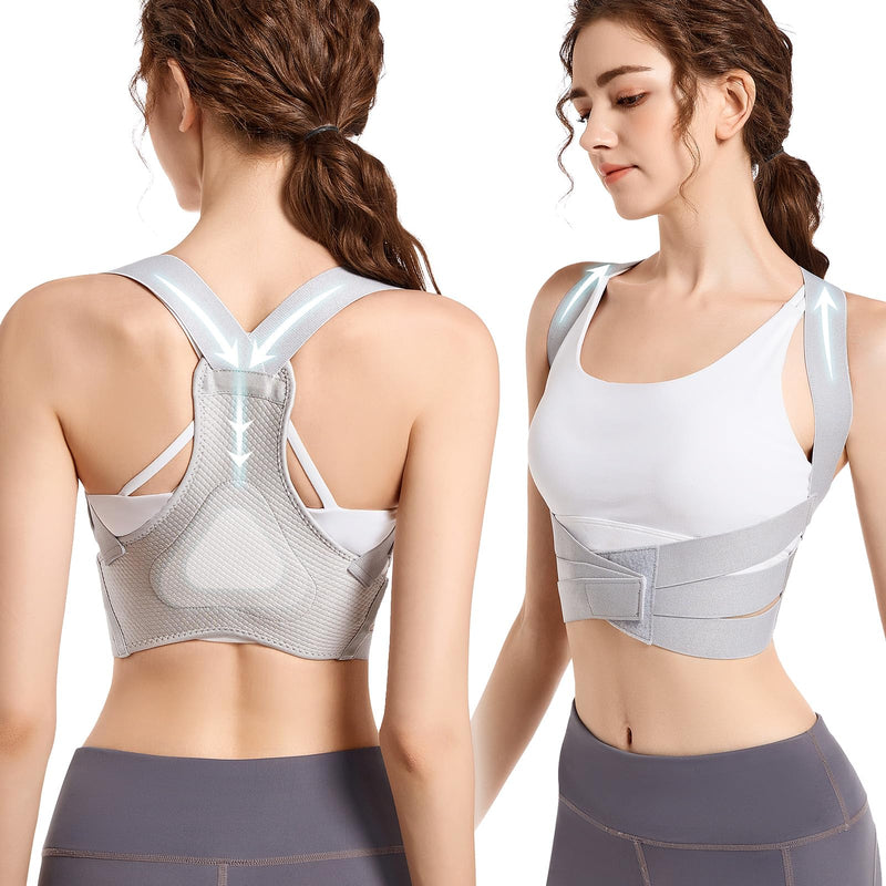 Posture Corrector for Women, Back Brace Posture Corrector, Invisable Back Straightener for Hunchback and Providing Pain Relief from Neck, Back and Shoulder (Gray)(Large 35-41 Inch) Large