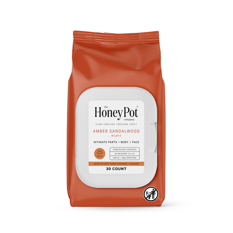 [Australia] - The Honey Pot Company - Feminine Wipes - Daily PH Balancing, Sulfate Free Feminine Products for Intimate Parts, Body, or Face. - Amber Sandalwood 30 ct. 30 Count (Pack of 1) 