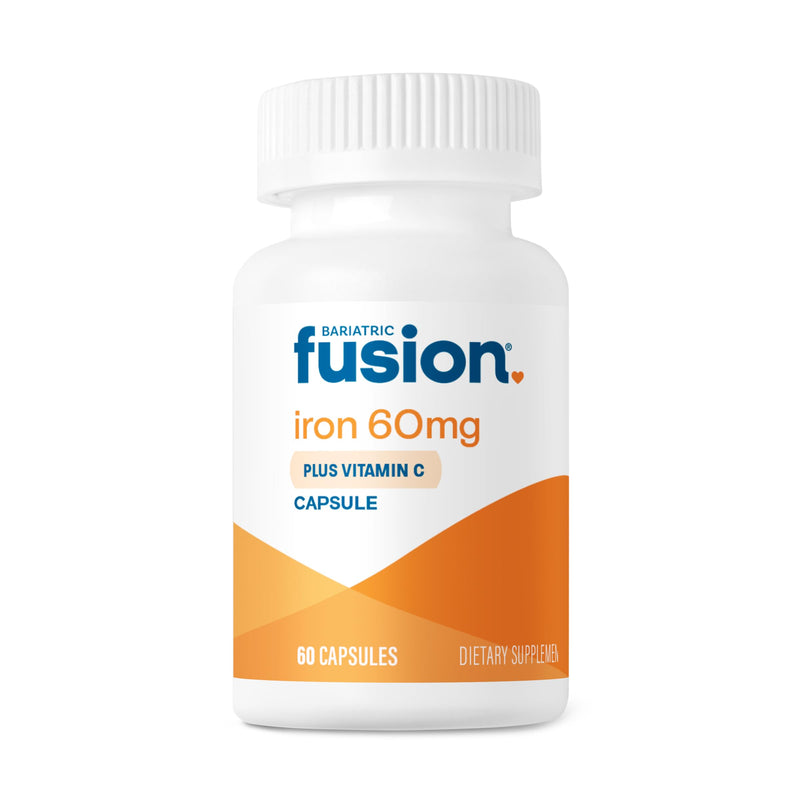 Bariatric Fusion Iron Supplement 60mg with Vitamin C | Easy to Swallow Capsule | Ferrous Fumarate Vitamins for Women and Men | Gluten, Dairy and Soy Free | Non-GMO | 60 Count Unflavored 60mg