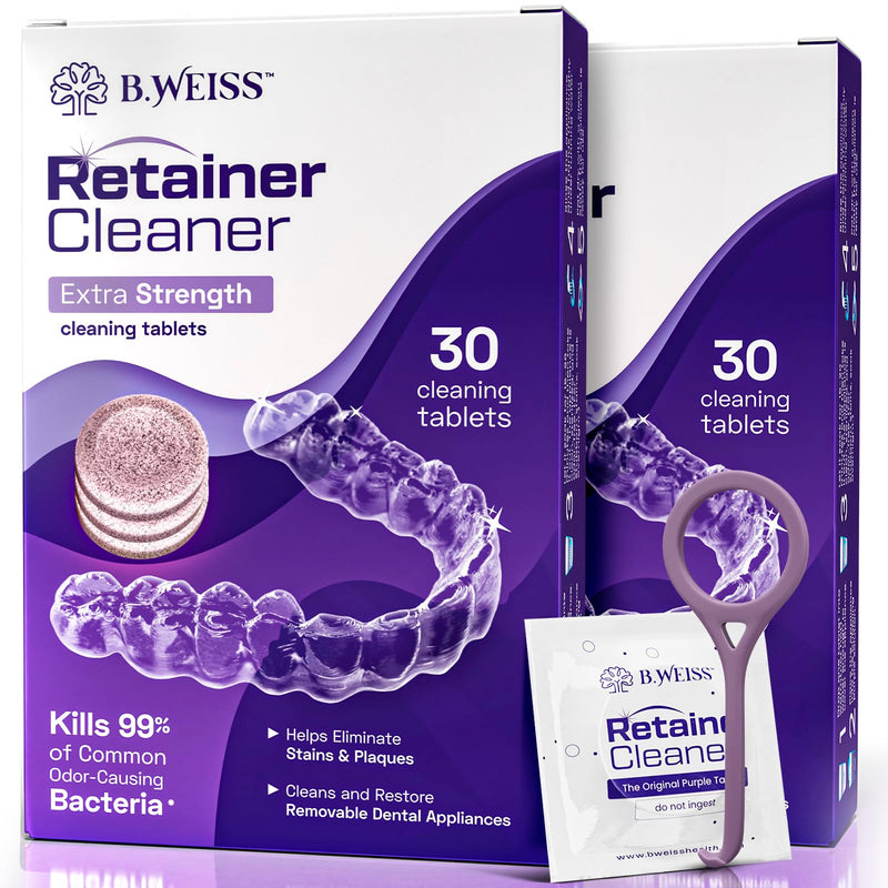 [Australia] - Weiss Naturals Retainer Cleaner Tablets, Invisalign Cleaner, Remove Stains, Odors & Plaque, PERSULFATE FREE Night Guard & Denture Cleaner 2-Month Supply, 60 Grape Scented Tablets 60 Count (Pack of 1) 