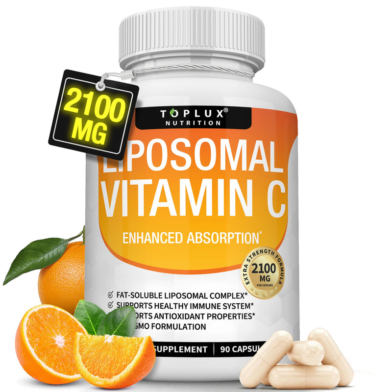 Liposomal Vitamin C 2100mg High Absorption Fat Soluble VIT C - Immune Support Collagen Booster Immunity Defense & Powerful Antioxidant, MCT Oil & Sunflower Lecithin, Acsorbic Acid, Vegan Non-GMO V3