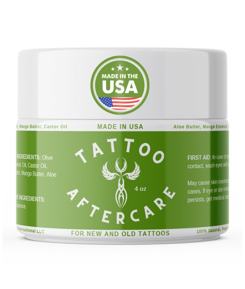 [Australia] - BodyJ4You Tattoo Aftercare Balm - New Tattoo Recovery Cream Moisturizer - Non Greasy Vegan Butter Enhancing Color - Safe Lotion Old Tattooed Skin Sun Protection Natural Skin Care - 4 Oz 
