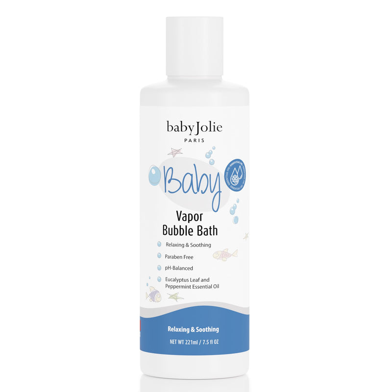 [Australia] - Baby Jolie Vapor Bubble Bath - Baby & Kids Bathing Aromatherapy for Stuffy Nose and Cough Relief, Made with Eucalyptus and Peppermint Extract, Natural Essential Oils, 7.5 oz 