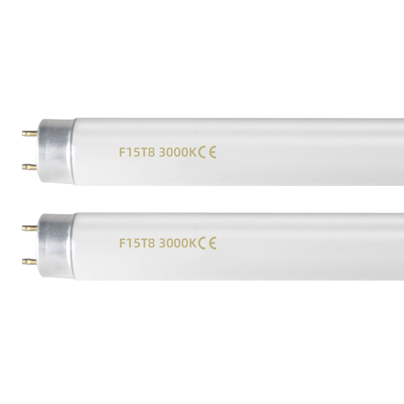 [Australia] - 18 Inch 15W T8 3000K Fluorescent Linear Tube Bulb F15T8/WW G13 Base 2 Count 