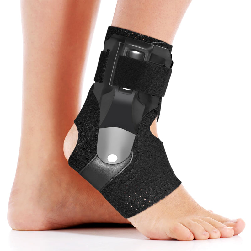 Dr.Welland Ankle Brace with Side Stabilizers -Adjustable Ankle Support for Sprains, Sports Injuries, Plantar Fasciitis, Injury Recovery, Best Ankle Support for Running, Basketball, Volleyball (Medium) Medium
