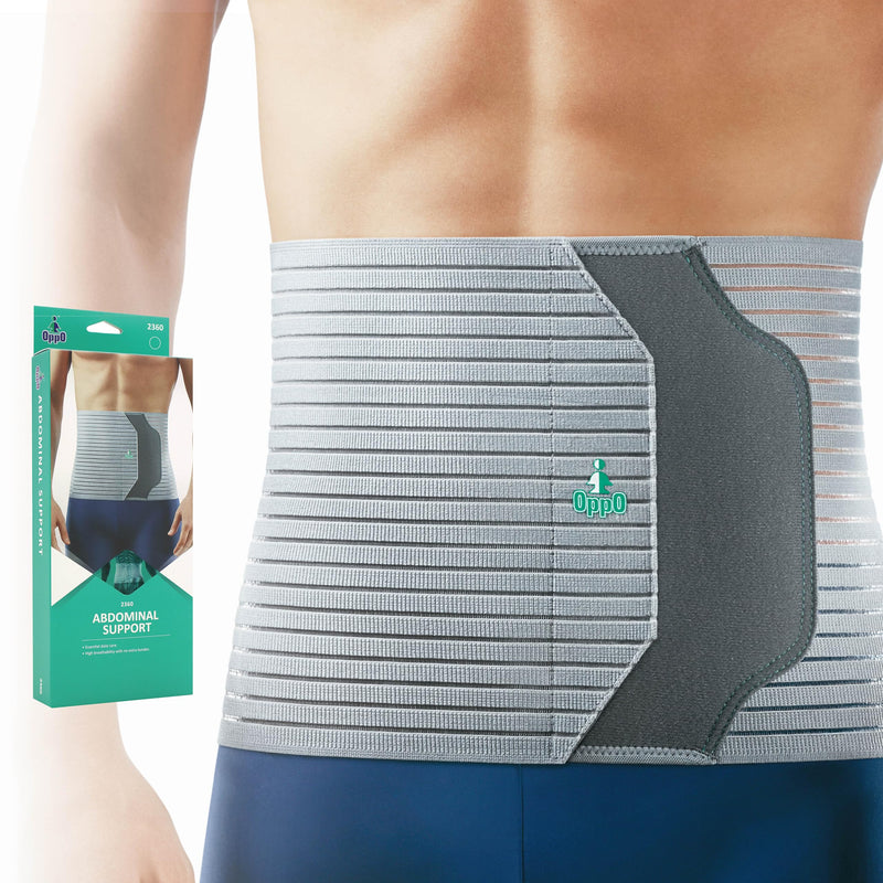 [Australia] - OPPO 2360 Abdominal Binder - Breathable Postpartum Postoperative Wrap - Compression Wrap for Men and Women (Grey, Medium, 1-Pack) Grey 
