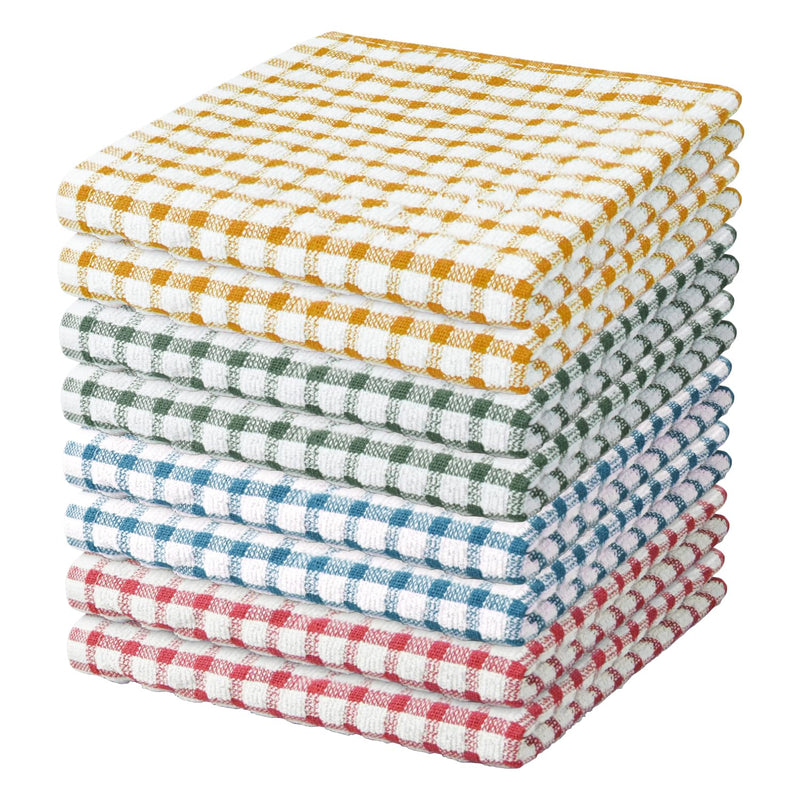 [Australia] - Nialnant 8 Pcs Kitchen Dish Rags,100% Cotton Soft Absorbent Quick Drying Dish Cloths for Kitchen,Washing Dishes,Cleaning rags-11 x 11In Red+orange+teal+dark Green 8PCS - 11 x 11 in 